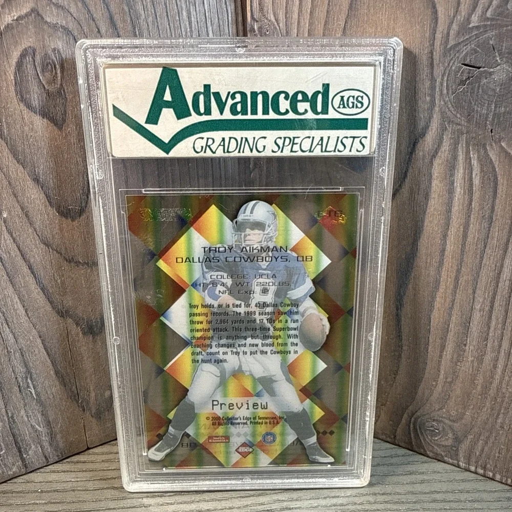 Troy Aikman 2000 Collectors‎ Edge Supreme Tech Preview #ET6 graded AGS 9.5